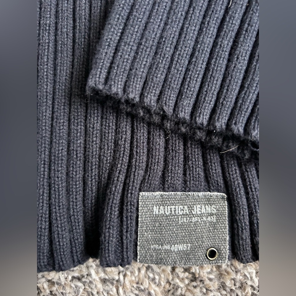Nautica Men’s Navy Blue Wide Ribbed Y2K Quarter Zip Sweater size L - Picture 4 of 9